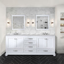 Lexora Dukes 80" W x 22" D White Double Bath Vanity and Carrara Marble Top