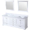 Lexora Dukes 80" W x 22 " D White Double Bath Vanity Carrara Marble Top and 30" Mirrors