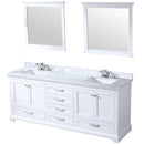 Lexora Dukes 80" W x 22 " D White Double Bath Vanity Carrara Marble Top with Faucet Set and 30" Mirrors