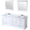 Lexora Dukes 80" W x 22 " D White Double Bath Vanity Carrara Marble Top with Faucet Set and 30" Mirrors