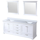 Lexora Dukes 80" W x 22 " D White Double Bath Vanity Carrara Marble Top and 30" Mirrors