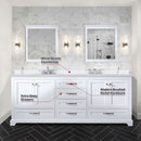 Lexora Dukes 80" W x 22 " D White Double Bath Vanity Carrara Marble Top and 30" Mirrors