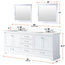 Lexora Dukes 80" W x 22 " D White Double Bath Vanity Carrara Marble Top with Faucet Set and 30" Mirrors