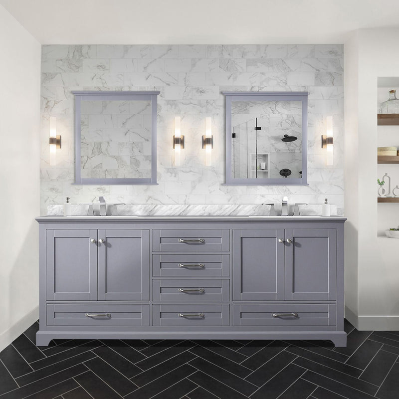 Lexora Dukes 80" W x 22 " D Dark Grey Double Bath Vanity Carrara Marble Top and 30" Mirrors