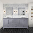 Lexora Dukes 80" W x 22 " D Dark Grey Double Bath Vanity Carrara Marble Top with Faucet Set and 30" Mirrors