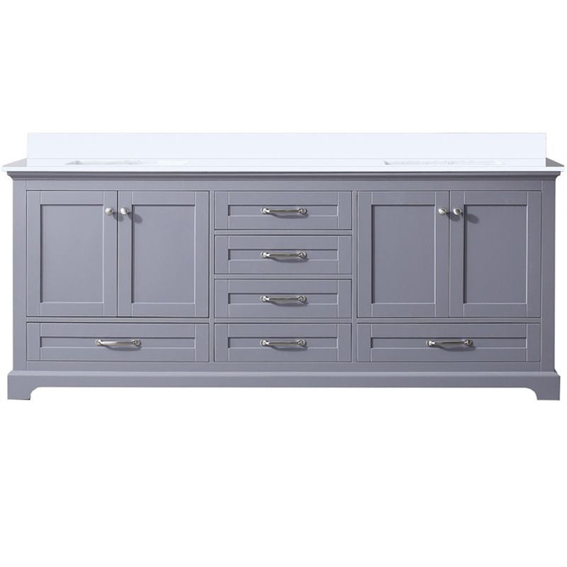 Lexora Dukes 80" W x 22" D Dark Grey Double Bath Vanity and Carrara Marble Top