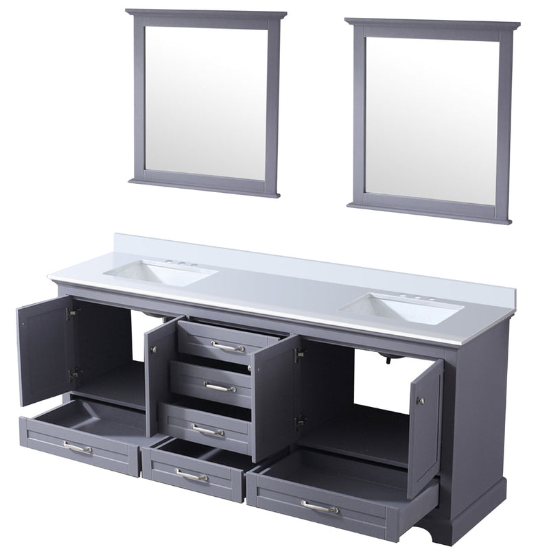 Lexora Dukes 80" W x 22 " D Dark Grey Double Bath Vanity Carrara Marble Top and 30" Mirrors