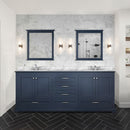 Lexora Dukes 80" W x 22" D Navy Blue Double Bath Vanity and Carrara Marble Top