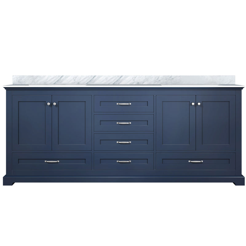 Lexora Dukes 80" W x 22" D Navy Blue Double Bath Vanity and Carrara Marble Top