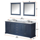 Lexora Dukes 80" W x 22 " D Navy Blue Double Bath Vanity Carrara Marble Top and 30" Mirrors