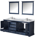 Lexora Dukes 80" W x 22 " D Navy Blue Double Bath Vanity Carrara Marble Top with Faucet Set and 30" Mirrors