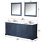 Lexora Dukes 80" W x 22 " D Navy Blue Double Bath Vanity Carrara Marble Top with Faucet Set and 30" Mirrors