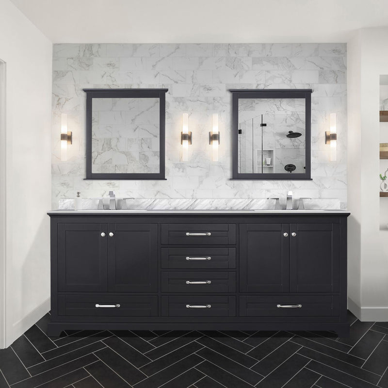 Lexora Dukes 80" W x 22" D Espresso Double Bath Vanity and Carrara Marble Top