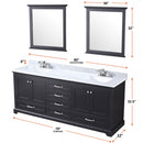 Lexora Dukes 80" W x 22 " D Espresso Double Bath Vanity Carrara Marble Top with Faucet Set and 30" Mirrors