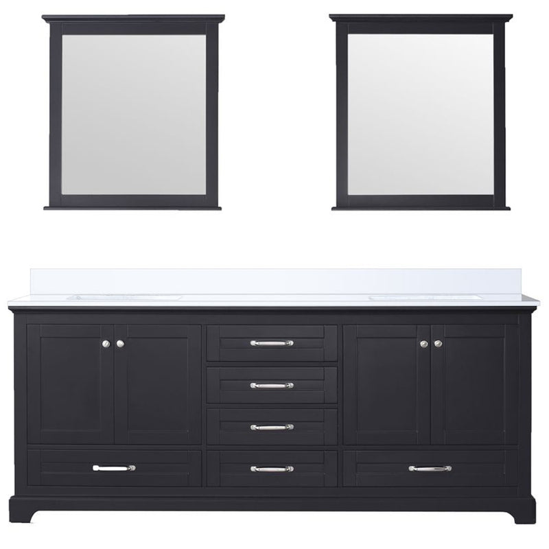 Lexora Dukes 80" W x 22 " D Espresso Double Bath Vanity, Carrara Marble Top and 30" Mirrors