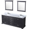 Lexora Dukes 80" W x 22 " D Espresso Double Bath Vanity Carrara Marble Top with Faucet Set and 30" Mirrors