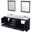 Lexora Dukes 80" W x 22 " D Espresso Double Bath Vanity Carrara Marble Top with Faucet Set and 30" Mirrors