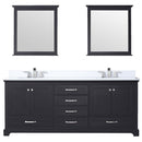 Lexora Dukes 80" W x 22 " D Espresso Double Bath Vanity Carrara Marble Top with Faucet Set and 30" Mirrors