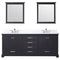 Lexora Dukes 80" W x 22 " D Espresso Double Bath Vanity Carrara Marble Top with Faucet Set and 30" Mirrors