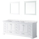 Lexora Dukes 84" W x 22" D White Double Bath Vanity Carrara Marble Top and 34" Mirrors