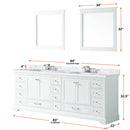 Lexora Dukes 84" W x 22" D White Double Bath Vanity Carrara Marble Top and 34" Mirrors