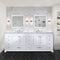 Lexora Dukes 84" W x 22" D White Double Bath Vanity Carrara Marble Top and 34" Mirrors