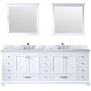 Lexora Dukes 84" W x 22" D White Double Bath Vanity Carrara Marble Top with Faucet Set and 34" Mirrors