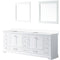 Lexora Dukes 84" W x 22" D White Double Bath Vanity Carrara Marble Top and 34" Mirrors