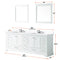 Lexora Dukes 84" W x 22" D White Double Bath Vanity Carrara Marble Top and 34" Mirrors