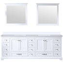 Lexora Dukes 84" W x 22" D White Double Bath Vanity Carrara Marble Top and 34" Mirrors