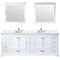 Lexora Dukes 84" W x 22" D White Double Bath Vanity Carrara Marble Top with Faucet Set and 34" Mirrors