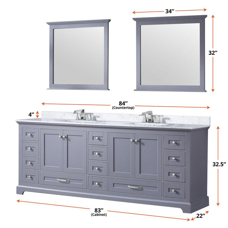 Lexora Dukes 84" W x 22" D Double Bath Vanity