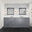 Lexora Dukes 84" W x 22" D Dark Grey Double Bath Vanity and Carrara Marble Top