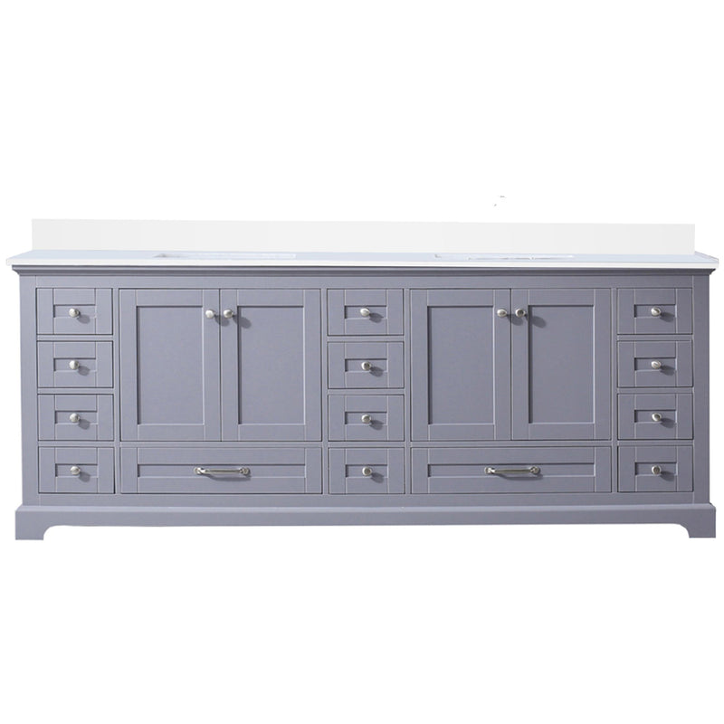 Lexora Dukes 84" W x 22" D Dark Grey Double Bath Vanity and Carrara Marble Top