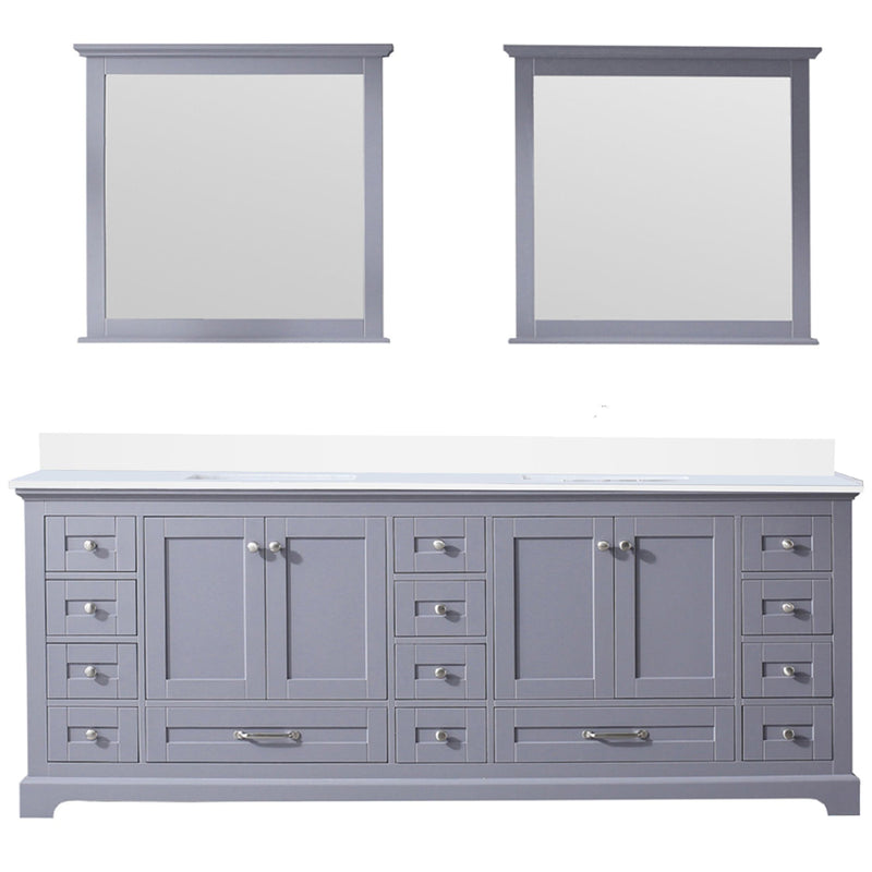 Lexora Dukes 84" W x 22" D Dark Grey Double Bath Vanity Carrara Marble Top and 34" Mirrors