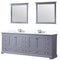 Lexora Dukes 84" W x 22" D Dark Grey Double Bath Vanity Carrara Marble Top with Faucet Set and 34" Mirrors