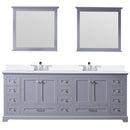 Lexora Dukes 84" W x 22" D Dark Grey Double Bath Vanity Carrara Marble Top with Faucet Set and 34" Mirrors