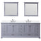 Lexora Dukes 84" W x 22" D Dark Grey Double Bath Vanity Carrara Marble Top with Faucet Set and 34" Mirrors