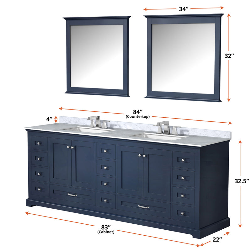 Lexora Dukes 84" W x 22" D Double Bath Vanity