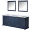 Lexora Dukes 84" W x 22" D Navy Blue Double Bath Vanity Carrara Marble Top and 34" Mirrors