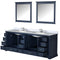 Lexora Dukes 84" W x 22" D Navy Blue Double Bath Vanity Carrara Marble Top with Faucet Set and 34" Mirrors