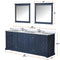 Lexora Dukes 84" W x 22" D Navy Blue Double Bath Vanity Carrara Marble Top with Faucet Set and 34" Mirrors