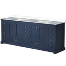 Lexora Dukes 84" W x 22" D Navy Blue Double Bath Vanity and Carrara Marble Top