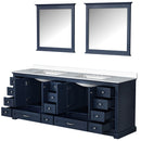 Lexora Dukes 84" W x 22" D Navy Blue Double Bath Vanity Carrara Marble Top and 34" Mirrors