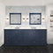 Lexora Dukes 84" W x 22" D Navy Blue Double Bath Vanity Carrara Marble Top and 34" Mirrors