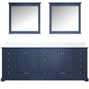 Lexora Dukes 84" W x 22" D Navy Blue Double Bath Vanity Carrara Marble Top and 34" Mirrors