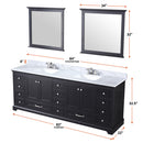 Lexora Dukes 84" W x 22" D Espresso Double Bath Vanity Carrara Marble Top and 34" Mirrors