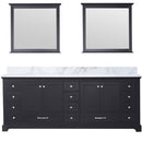 Lexora Dukes 84" W x 22" D Espresso Double Bath Vanity Carrara Marble Top and 34" Mirrors