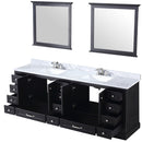 Lexora Dukes 84" W x 22" D Espresso Double Bath Vanity Carrara Marble Top with Faucet Set and 34" Mirrors