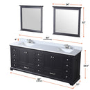 Lexora Dukes 84" W x 22" D Espresso Double Bath Vanity Carrara Marble Top and 34" Mirrors